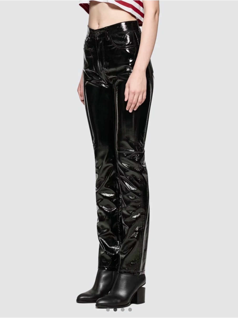 Fiorucci Yves Cigarette Pants - Black High-Shine Patent Pants Latex Like